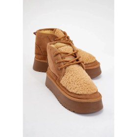 Resim Luvi Tyson Taba Süet Kürklü Kalın Taban Bağcıklı Kadın Spor Bot 