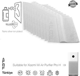 Resim Faf Fresh Air Filter 10 Adet Xiaomi Purifier PROH İle Uyumlu Filtre Üstüne Uyumlu Gümüş İyonlu Elektrostatik Toz Tutucu Ön Filtre 