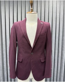 Resim Avni Ceylan Erkek Bordo Çift Kapaklı Cep Detaylı Tek Düğme Blazer Ceket 