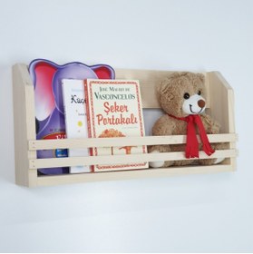 Resim Shopkutuk Ahşap Bebek Çocuk Odası Montessori Kitaplık Tek Katlı Duvar Rafı 