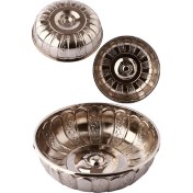 Resim Biterse Nostaljik Osmanlı Hanedan Demir Hamam Tası Gümüş Renk 20 cm 
