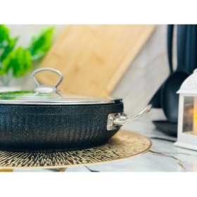 Resim Protef Istiridye 26 Cm Basık Güveç Tenceresi Granit Gümüş Kulp 