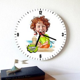Resim Tatil Çocuğu Karikatürlü Duvar Saati 