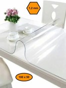 Resim 1,2 Mm Pvc Masa Örtüsü, Şeffaf Masa Kaplaması, 100x50 