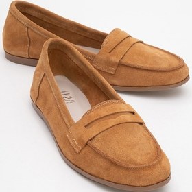 Resim Luvi Shoes F02 Taba Süet Hakiki Deri Kadın Loafer Ayakkabı Taba 