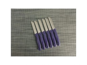 Resim Solingen 3 Bıçaklı Paslanmaz Çelik Basmalı Manuel El Rondosu Mor Renk + Meyve Bıçağı 6'lı Simli Mor 