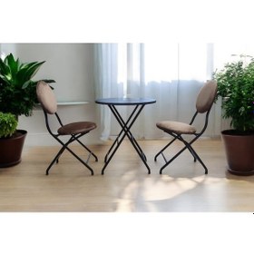 Resim Katlanabilir Safir Late Metal Masa Ve Sandalye Takımı - 2 Sandal 
