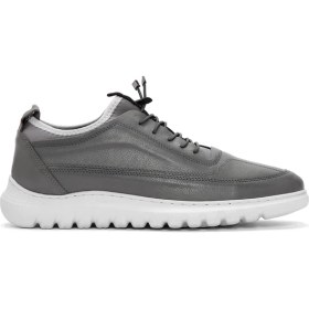 Resim Derimod Erkek Gri Bağcıklı Deri Casual Sneaker 