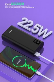 Resim Phixi FORCE Hızlı Şarjlı Powerbank 20.000mAh LCD Ekran Fast 22.5W Destekli Taşınabilir Şarj Cihazı 