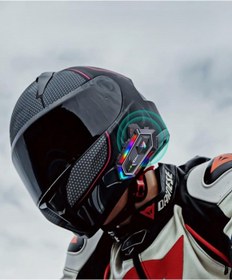 Resim Motosiklet Kaskı Intercom 300m Mesafe, Ipx6 Su Geçirmez, Rgb Işıklı, Çift Telefon Bağlantılı 