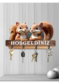 Resim Dört Metal Kancalı 30 X 16 Cm 2d Ahşap Uv Baskılı Hoşgeldiniz Mdf Duvar Askılığı Anahtarlık V2 Çok Renkli 