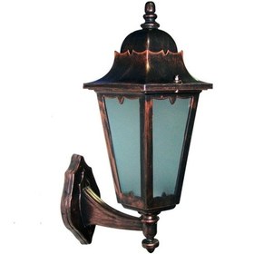 Resim Büyük Altıgen Fener Aplik Bahçe Lambası Bakır 