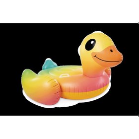 Resim Küçük Ördek Figürlü Tırabzanlı Şişme Deniz Yatağı Çok Renkli 