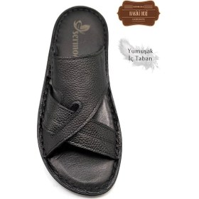 Resim Hakiki Gerçek Deri Erkek Terlik Hafif Terlik Deri G Şır Siyah G Şır Siyah 