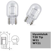 Resim 3 Tıkla T20 W21 Tip 5W Tek Duylu Halojen Ampul 12V 2 Adet 
