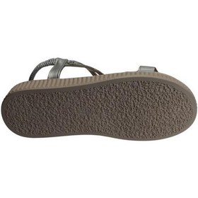 Resim Yazkış Kadın Siyah Gümüş Üzeri Taşlı Bileği Lastikli 3Cm Kalın Düz Taban Sandalet 001 