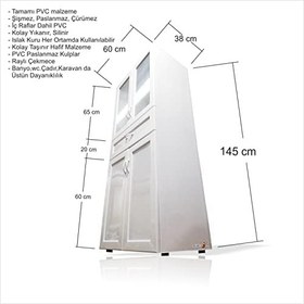 Resim Koku Küf Pas Şişme Çürüme Yapmayan 140x60c Kolay Yıkanan Tamamı PVC Kiler Mutfak Mahzen Dolabı Dolap 