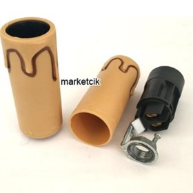 Resim Küçük Sarı E14 Mum Duy Dekoratif Standart Avize Ampul Duyu 