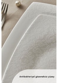 Resim Karaca Fine Pearl Helen 62 Parça 12 Kişilik İnci Kare Yemek Takımı 