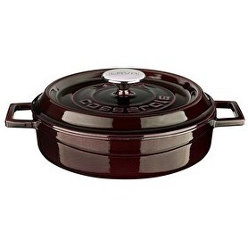 Resim Lava Trendy Premium Serisi Demir Döküm Pilav Basık 24 CM Majolika Mor Yayvan Tencere 