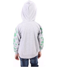Resim Toontoy Kids Toontoy Erkek Çocuk Kapüşonlu Fermuarlı Baskılı Örme Hırka - 2 İplik Gri 