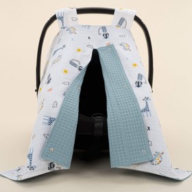 Resim Puset Örtüsü - Çift Taraflı - Petrol Mavisi Petek - Mavi Canlılar 