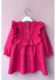 Resim Fırfır Ve Kurdele Detaylı Tasarım Şeker Pembe Kız Çocuk Bebek Elbise 001 