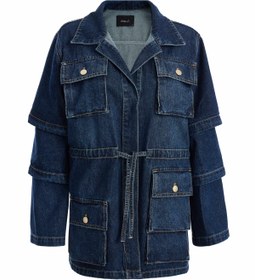 Resim Kadın Kolları Kısalabilen Denim Ceket - S 