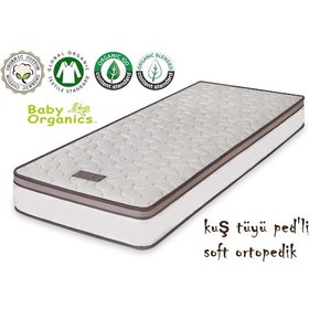 Resim Babyhopeankara 70X140 Heyner Kuş Tüyü Ped'Li Soft Ortopedik Yaylı Yatak Organic 
