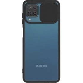 Resim Caseart Samsung Galaxy A22 4g Kapak Lensi Açılır Kapanır Kamera Korumalı Silikon Kılıf - Siyah 
