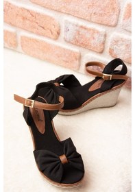 Resim Fox Shoes Siyah Kadın Dolgu Topuklu Ayakkabı F674040405 