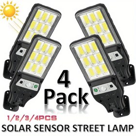 Resim 4 adet Güneş Hareket Sensörlü Sokak Lambaları - Bahçe, Veranda ve Dekor için Akıllı LED Dış Duvar Lambaları, Şarj Edilebilir COB Aydınlatma ile Kızılötesi Sensör, 1/2/3/4 Adet Seçenekleri, Dayanıklı Kasa 