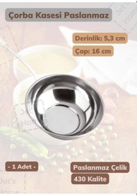 Resim Çorba Kasesi Paslanmaz Kase Yoğurt Kasesi Meyve Kasesi Çelik 16 Cm Metalik Gri 