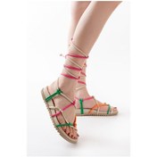 Resim Multi Bilekten Bağcıklı Kadın Sandalet Çok Renkli 