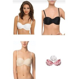 Resim Nbb 3510 Kadın Desteksiz Straplez Sütyen Yıkama Top Hediyeli 3 Adet Çok Renkli 