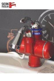 Resim Sıcak Musluk Elektrikli Ani Su Isıtıcı Termal Şofben Musluk Lavaboya Monteli 