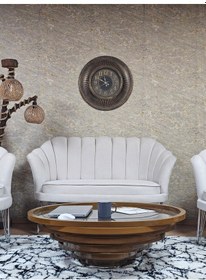 Resim Zafir İstiridye Takım Krom Kaplama Telli Ayak Çay Seti Koltuk Takımı Krem 