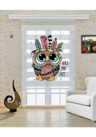 Resim Perdecizade Enxboy Kzıldereli Baykuş1 Dijital Baskılı Zebra Perde-cocuk Odası-stor Perde Pz-417 Renkli 