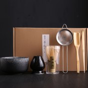 Resim 6 adet Japon Matcha Tören Aracı Seti ile Bambu Çırpıcı, Matcha Kasesi, Kaşık, Süzgeç, Şarkı Devri Çay Atıştırmalık Hediye Kutusu 