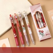 Resim 4 Adet Kırmızı Gül Desenli Katlanır Kalem Seti, Hızlı Kuruyan, Kızların Favorisi, 0.5mm Uç, Siyah Mürekkep, Yumuşak Tutuş, Okul ve Ofis Malzemeleri, Okula Dönüş Hediyeli, Sevgililer Günü Hediyesi 