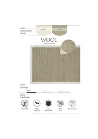 Resim Cool Halı Wool 01 Natural Yün Halı Jüt Halı Yolluk El Dokuma Jüt Kilim Hasır Halı Bohem El Halısı Otantik Halı Haki - Krem 