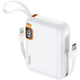 Resim Power Duo 10.000 Mah 20W Pd 20W Hızlı Şarj Destekli Type-C Ve Lightning Kablolu Powerbank Beyaz 