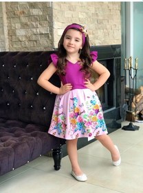 Resim Çiçekli Elbise Özel Gün Kostümü 