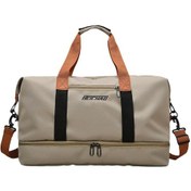 Resim Padalink Suya Dayanıklı Oxford Kumaş Seyahat Çantası - Tek Omuz/el Tutan/çapraz Çanta, Islak-kuru Ayrımı, 46x28x25cm, Kahverengi Haki 