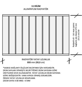 Resim Alurad Alüminyum Panel Radyatör Klasik 600 x 880 Ral 7016 Radyatör 
