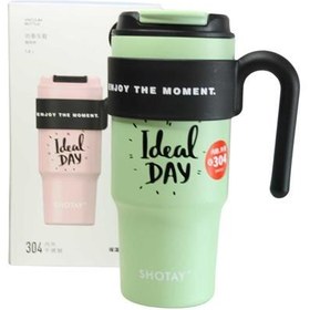 Resim Shotay ST-8917 Çift Kullanım Pipetli/Rahat İçim Yeşil 1000ml Çelik Matara 