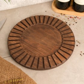 Resim Büyük Boy Ahşap Çizgili Sunumluk , Supla , Peynir Tabağı , Kek Pasta Standı %100 Çam 