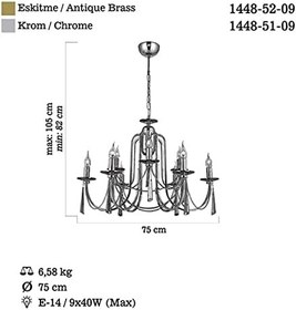 Resim Lucea Kontes 9 Lu Eskitme Avize (6+3) 9xe14 