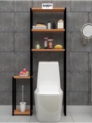 Resim EGEMEV Klozet Üstü Düzenleyici Raf 3 Raflı Banyo Düzenleyici Havluluk Banyo Organizer Wc Arkası 