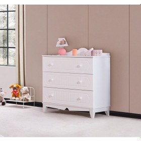 Resim Flower Şifonyer - Beyaz Beyaz 